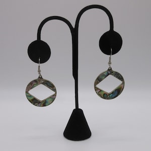 Vintage marked ALPACA MEXICO pierced Earrings accented with Abalone