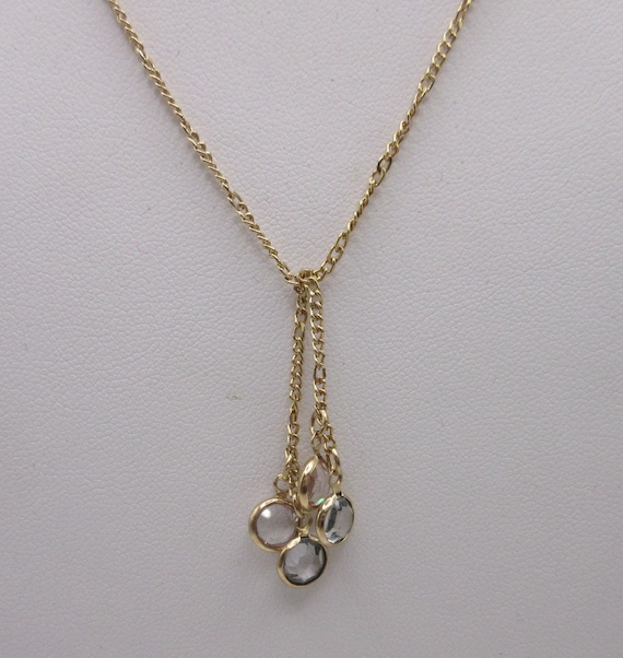 Vintage signed Avon Gold Tone Crystal Necklace - image 1