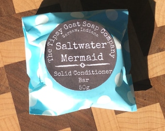 Saltwater Mermaid Solid Hair Conditioner Bar with Argan Oil, Mango Butter, Tucuma Butter, and Silk Protein