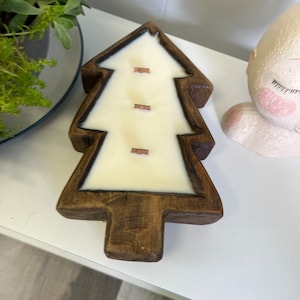 Pumpkin Caramel Crunch Christmas Tree Dough Bowl Wood Wick Soy Wax Candle
