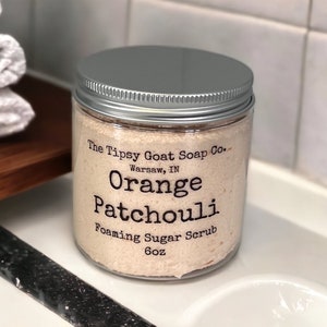 Orange Patchouli Foaming Sugar Scrub | Sugar Whipped Soap