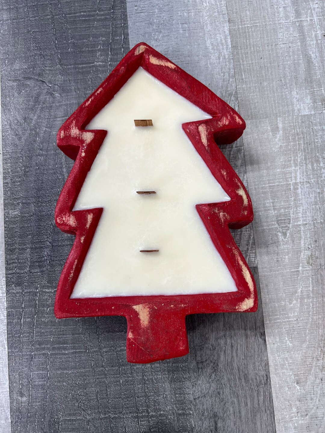 Gingerbread Christmas Tree Dough Bowl Wood Wick Soy Wax Candle - Etsy