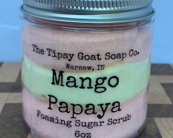 Mango Papaya Foaming Sugar Scrub | Sugar Whipped Soap