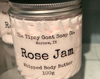 Manteca corporal batida tipo mermelada de rosas