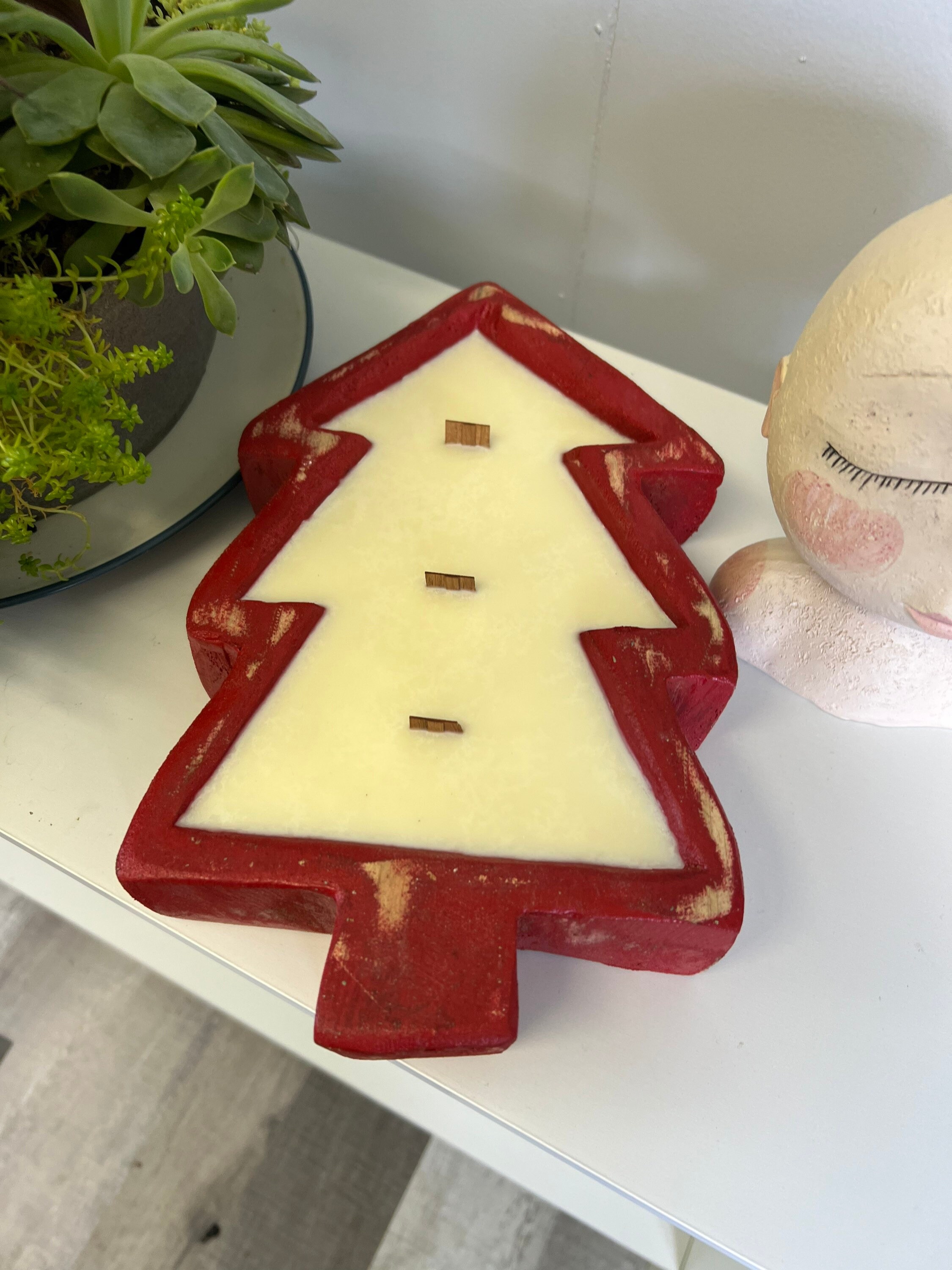 Winter Wonderland Christmas Tree Dough Bowl Wood Wick Soy Wax Candle - Etsy