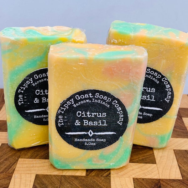 Citrus & Basil Handmade Cold Process Soap made with Goat Milk