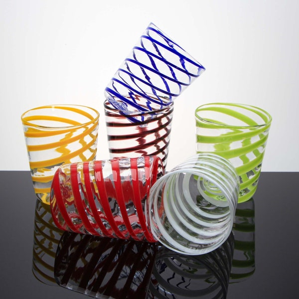 Six Glasses Set "Spyral" - Murano Glass