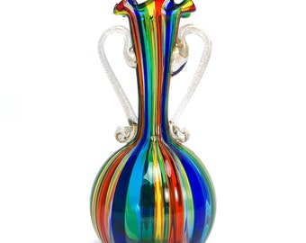 ムラーノガラスの花瓶：赤、琥珀、茶色の吹きガラス、3個セット - Etsy