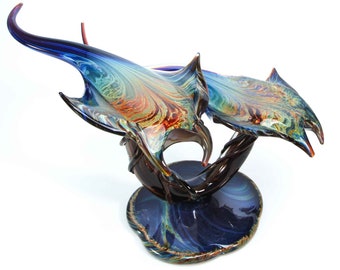 Two Murano glass Manta Rays | Authentic Murano Glass