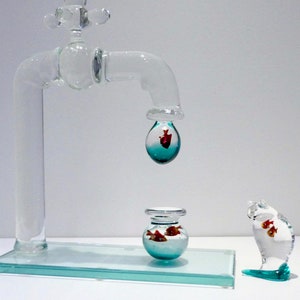 Set Cat, Fishbowl and Faucet Big Size - Murano Glass