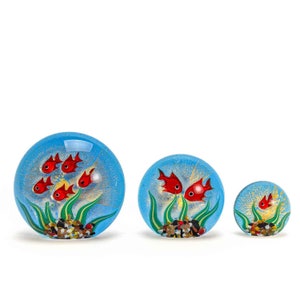 Aquarium Paperweight with Gold Leaf - Murano Glass