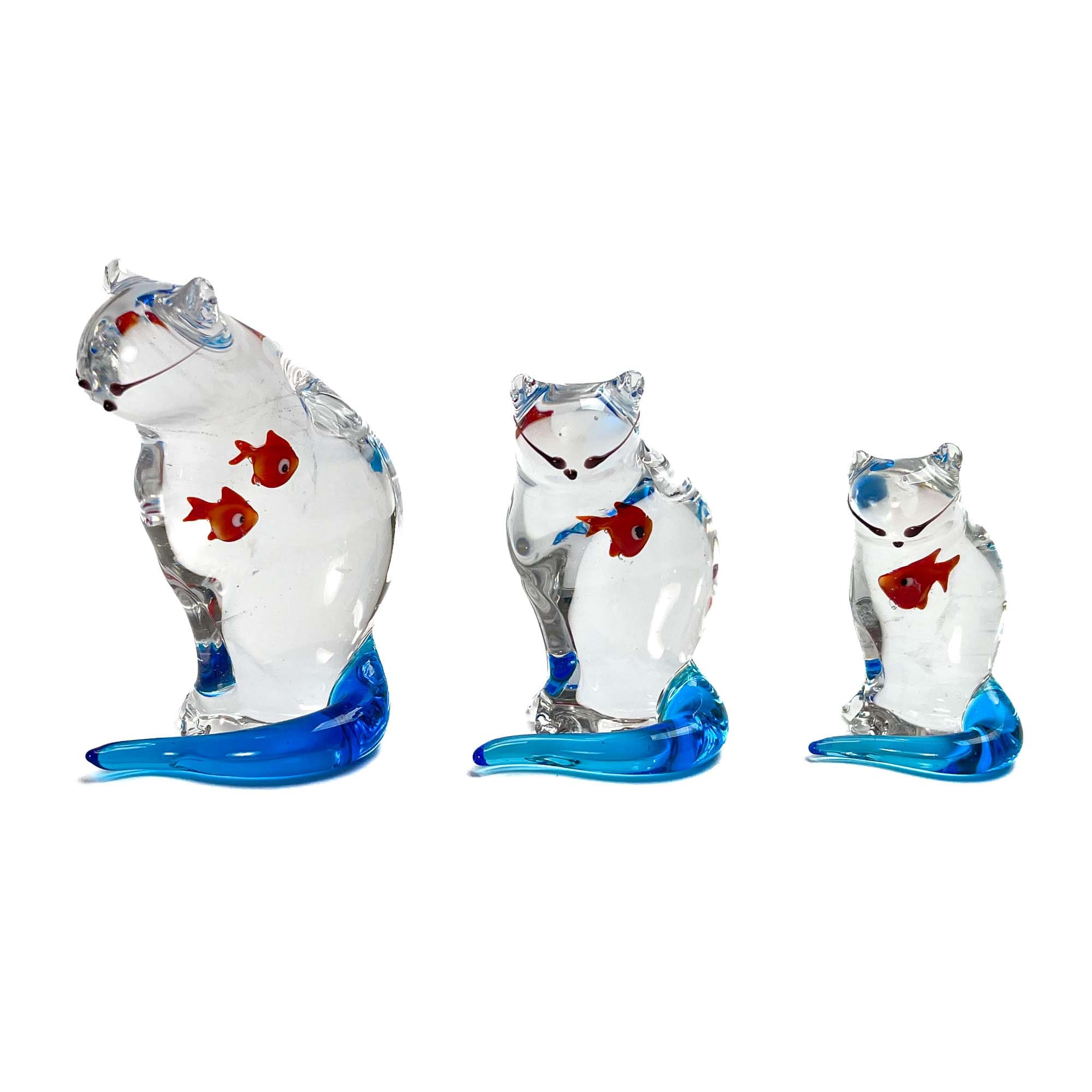 Cat with goldfish inside - Murano Glass