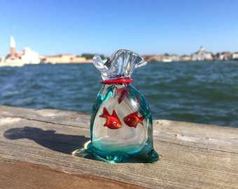 Sac avec poissons rouges - Verre de Murano