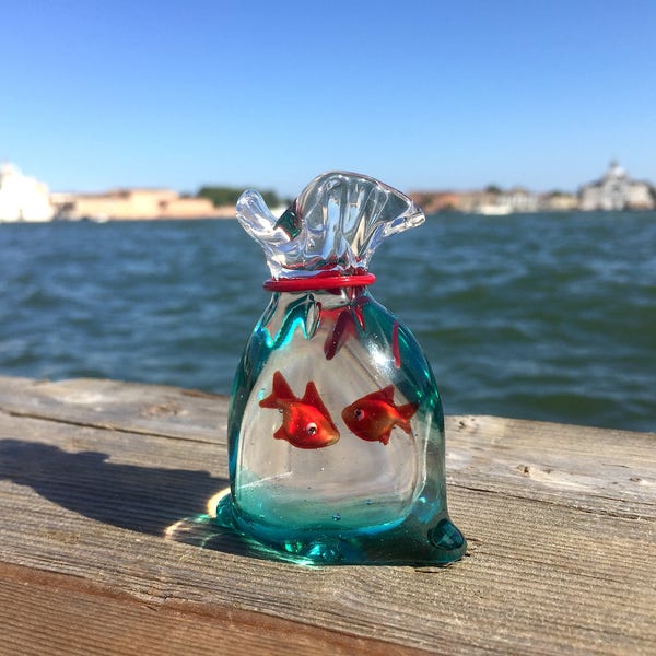 Sac avec poissons rouges - Verre de Murano