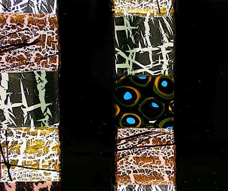 Murrine Gold Leaf and Platinum Big Size Murano Glass Black Plate with Mosaic
