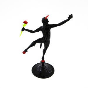 Black Devil with Red Rose Big Size - Murano Glass