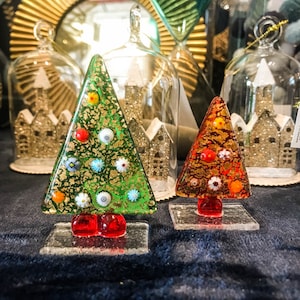 Christmas Trees Murrine and Gold Leaf - Murano Glass