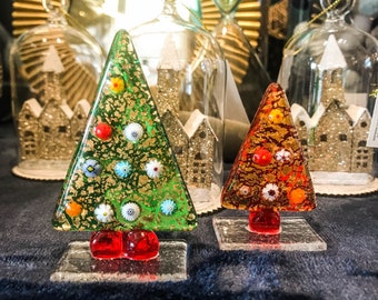Christmas Trees Murrine and Gold Leaf - Murano Glass
