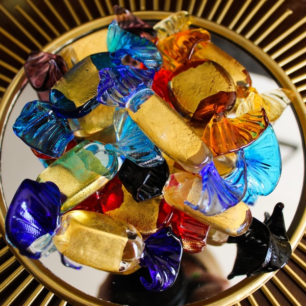 Bonbons en verre doré - Lot de 5 jusqu'à 50 pièces