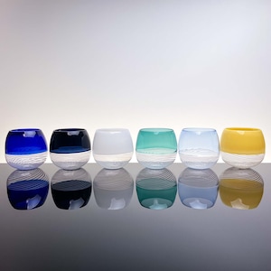 Juego de seis copas &quot;Filigrana&quot; de cristal de Murano