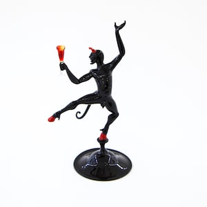 Black Devil With Wine Glass Small Size - Murano Glass