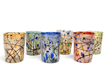 ムラーノグラスセット：ベネチアン吹きガラスタンブラー - Etsy 日本