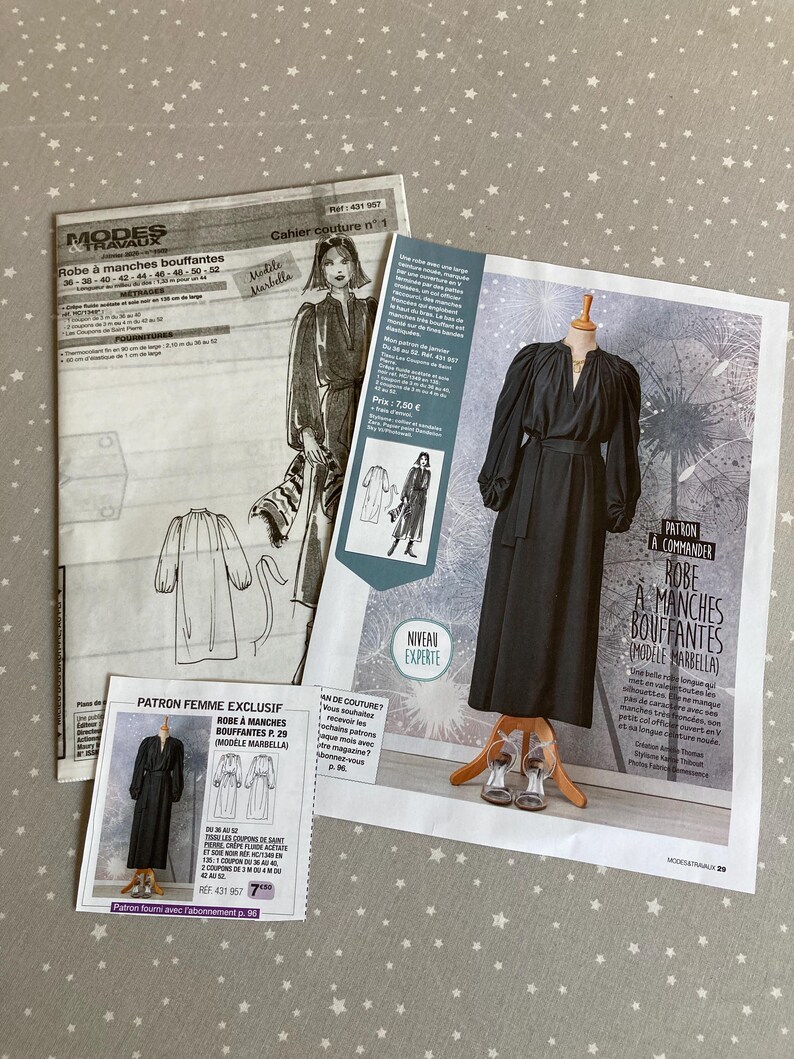 Patron De Couture Modes Et Travaux Octobre 2024 - Robe Boutonnée Pour Femme