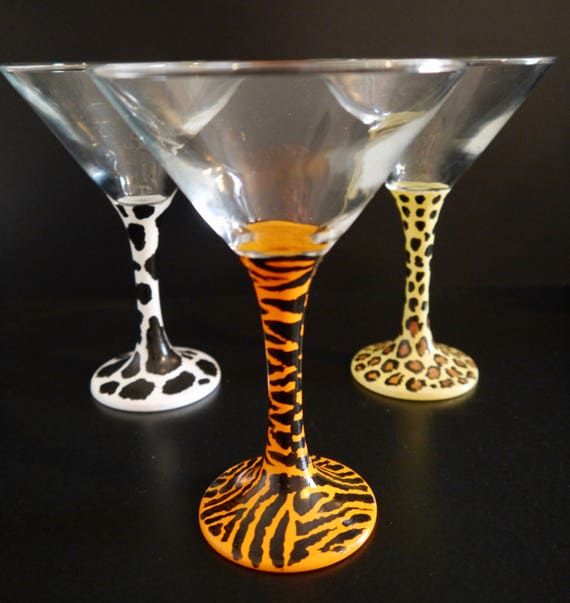 Cocktail glasses animal print gift for her UK seller cow Etsy