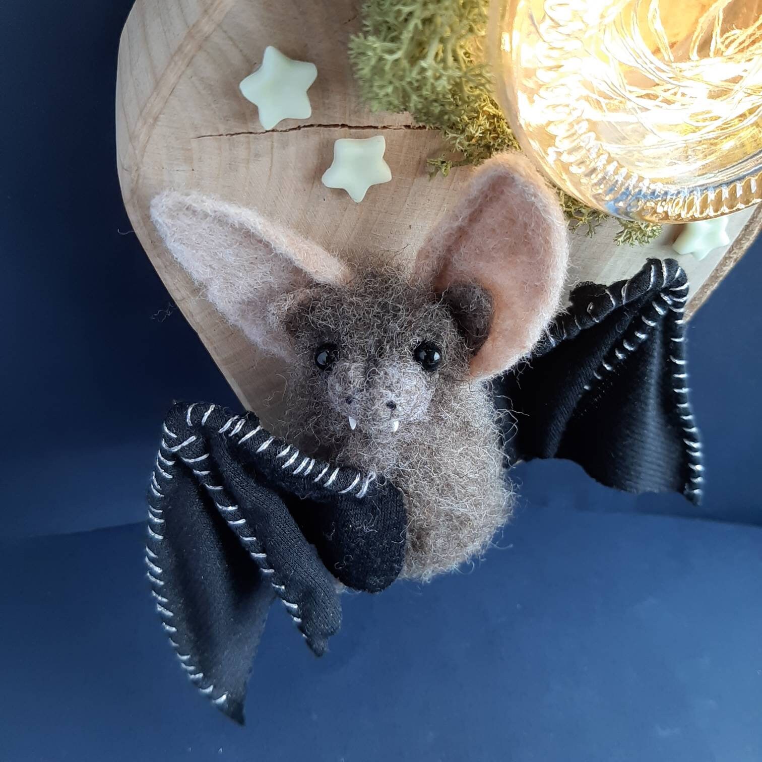 Bat/ Needle Felted Bat/ Felt Bat/ Light Up Wall Art/ LED Etsy