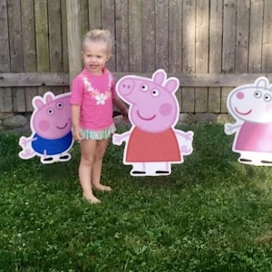 Peppa Pig Inspired Characters Stands, 24in tall, Party Props, Cutouts, Standees (Please read full item description)