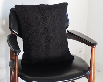 Black Pillow, Handwoven Decorative Throw