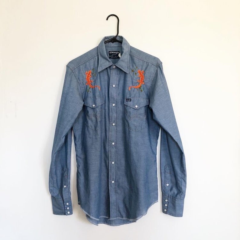 Wrangler Hand Embroidered Newt Denim Jean Western Shirt