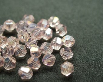 10 TOUPIES 6mm en cristal  ROSE AB N29