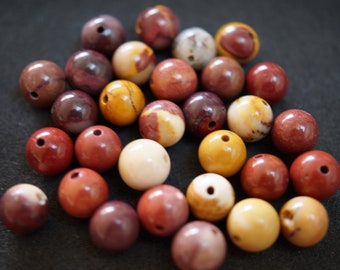 30 PERLES MOOKAITE jaspe  8 mm N1