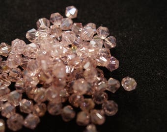 25 TOUPIES 4mm en cristal ROSE AB N29