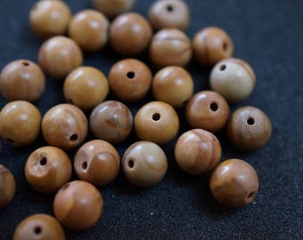 30 PERLES GEMME MARRON 6 mm H2074