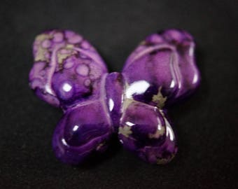 Purple Spotted Butterfly Bead Size 34X 28 mm