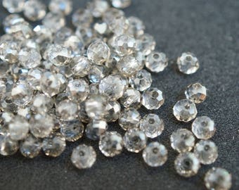 Lot of 20 crystal faceted beads of 4 x 3 mm N30