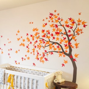 Large tree wall sticker White tree wall decal Large tree decal Maple tree wall decal Nursery wall art Wall mural sticker -AM023