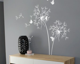 Dandelion Wall Decal With Butterflies Large nursery wall decal Wall sticker Wall Decor Wall Art Removable tree decal Wall decor art  AM026