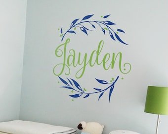 Nursery wall name decal Custom monogram wall decals Personalized vinyl wall monogram Nursery wall initial sticker Nursery decal -AI003