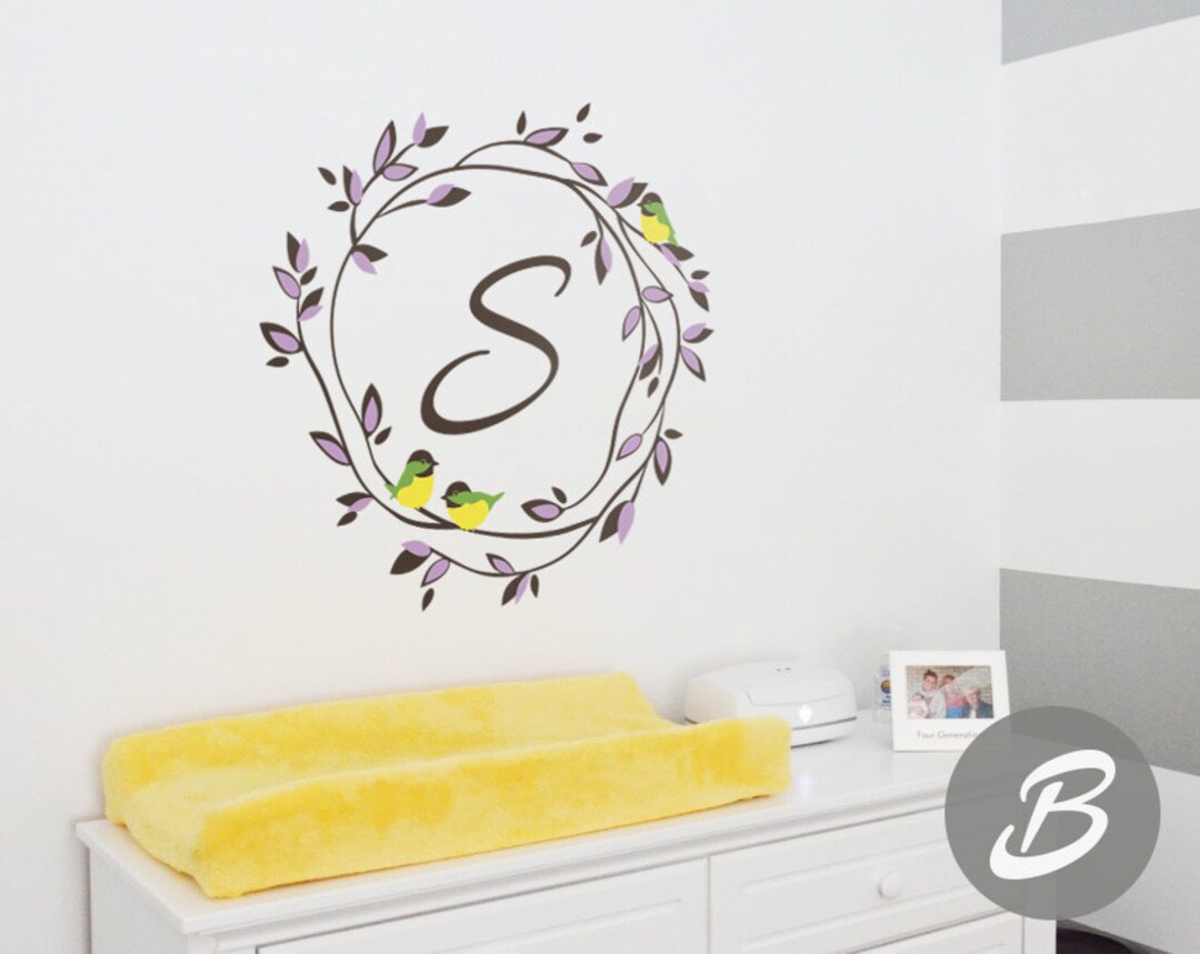 Custom Monogram Wall Decals Nursery Wall Name Decal Personalized Vinyl ...