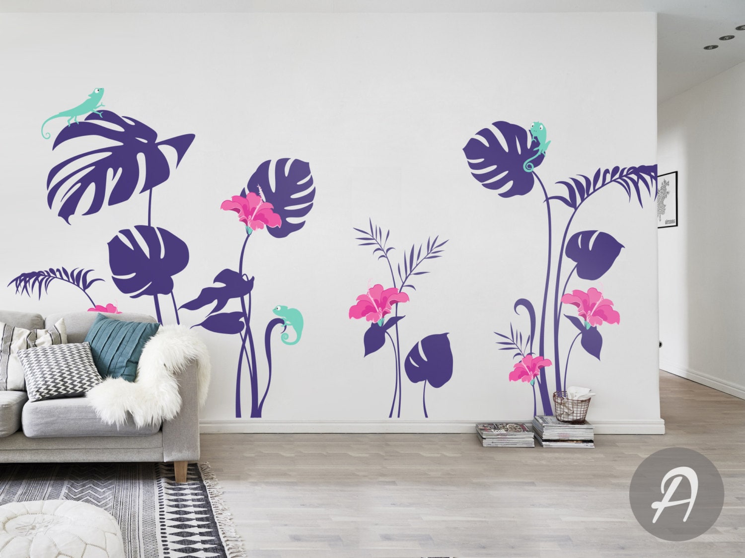 Flower wall decal Floral wall decal for girls room kids Etsy