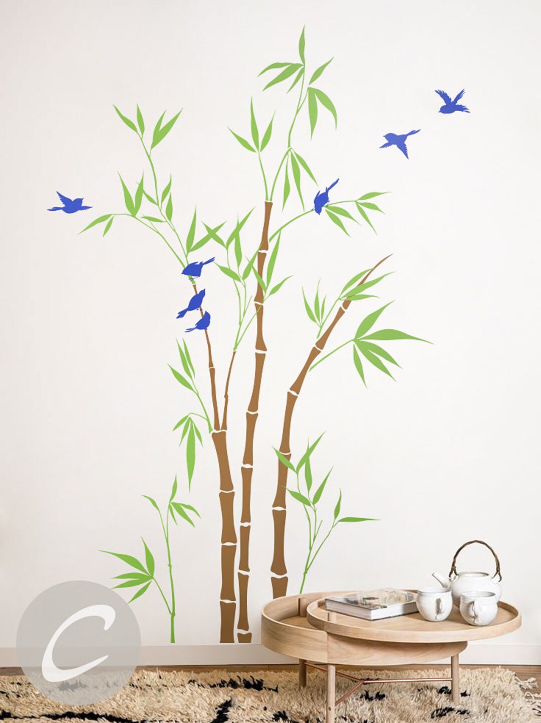 Bamboo Tree Forest Wall Decal Large Nursery Wall Decal Bamboo Stalks