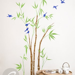 BambusBaum Wald Wandtatko Großes Kinderzimmer Wandtatzabel Bambus Stiele Wanddeko Abnehmbarer Baum Aufkleber Wanddeko Kunst AM044