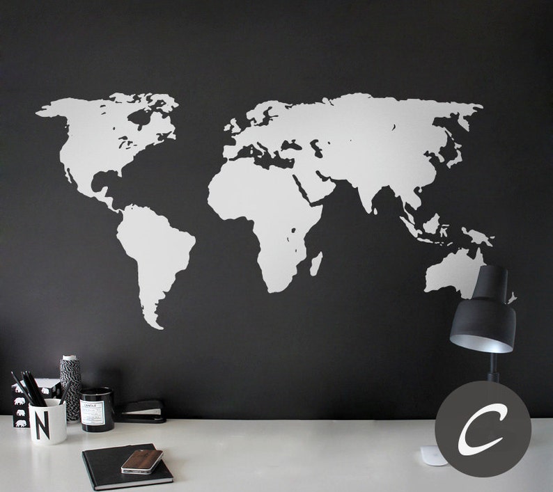 World map decal Temporary wall decor Office wall decal World | Etsy
