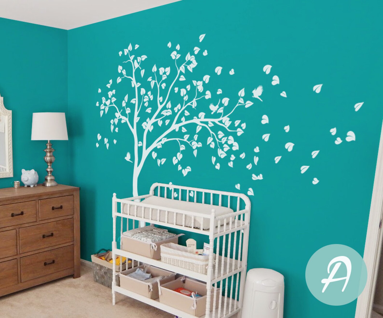 Large White Tree Wall Sticker White Tree Decal Wall Mural Etsy