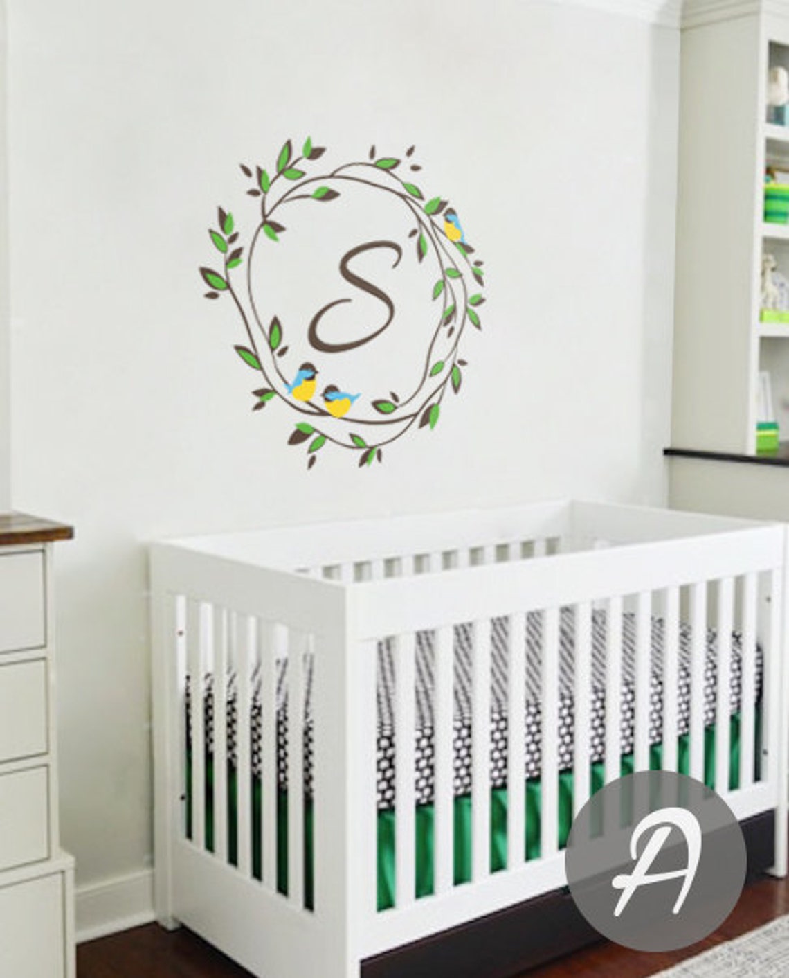 Custom Monogram Wall Decals Nursery Wall Name Decal Personalized Vinyl ...