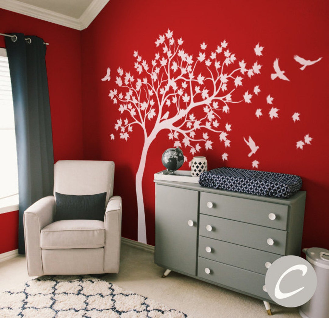 White Tree Wall Decal Huge Tree Wall Decal Wall Mural Stickers Nursery ...