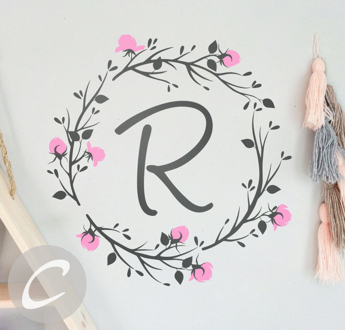 Name Nursery Wall Decal Custom Monogram Wall Decals Personalized Vinyl ...